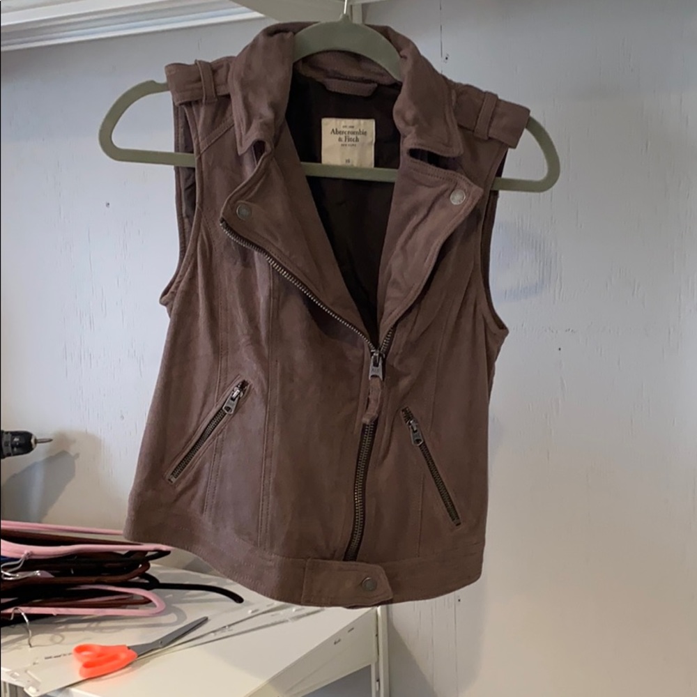 Abercrombie brown suede Moto vest